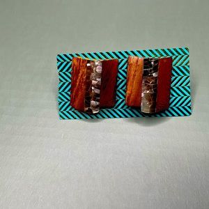 Clip on wooden earrings